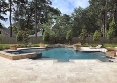 The Guzman Project - Elegant Classic Pools Design with Tiled Vanishing Edge Spa & Water Features