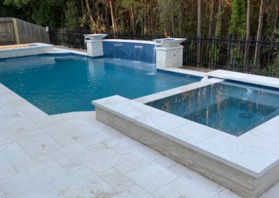 The Ware Project - Exquisite Crafted Stonework Pebble Tec Pool & Spa with Fire & Water Features Custom Swimming Pool and Spa Designs