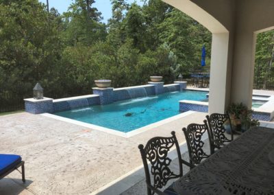 The Kouns II Project - Classic Pool Installation with Spa, Sun Shelf, Sheer Descents, Fire Bowls & Outdoor Kitchen