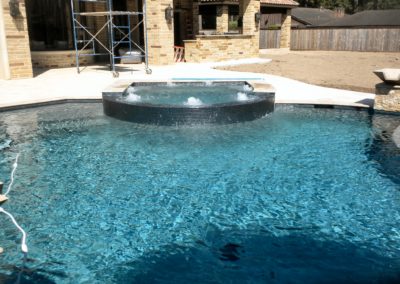 The Guzman Project - Elegant Classic Pools Design with Tiled Vanishing Edge Spa & Water Features