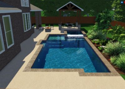 The Beattie Project - Small Backyard Pools Design with Spa, Covered Outdoor Kitchen & Fireplace