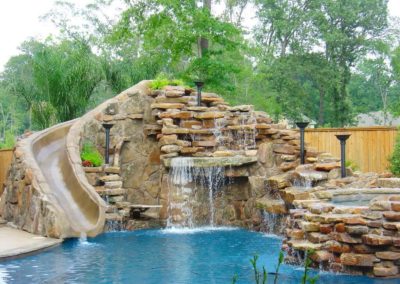 All Star Pools Slides - Family Pool Water Features Include Boulder Waterfalls, Bubblers, Sheer Descents and More